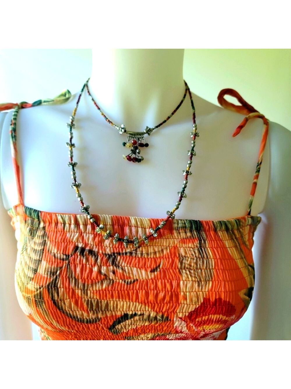 Fashion Beaded Double Chain Necklace